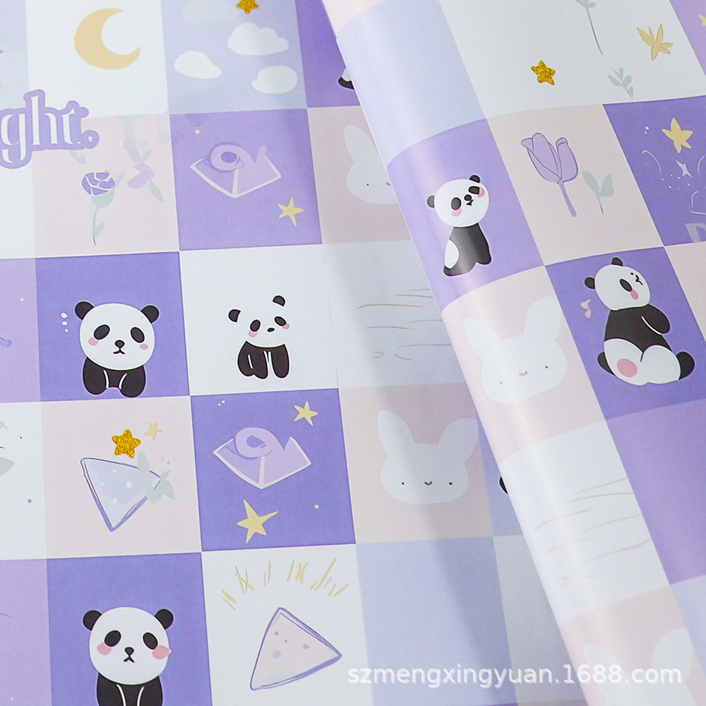 Panda a cuadros púrpura JS6238-2; 74*51cm pieza