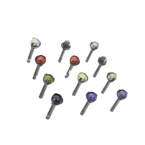 Titanium brocade puncture F136 titanium alloy drop-shaped high-transparency zircon 4mm ear studs candy color lip studs 16G ear bone studs