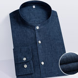 Áo dài tay màu xanh tím than - cổ đứng 08