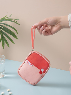 海客新款旅行便携药盒大容量手提药品车用家用布艺急救药箱医药包|ru