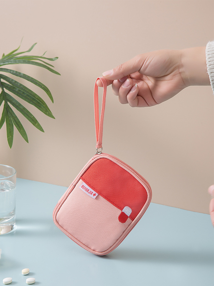 海客新款旅行便携药盒大容量手提药品车用家用布艺急救药箱医药包|ru