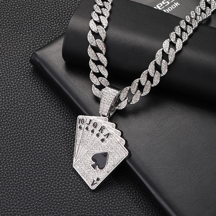 Collana con ciondolo a forma di carta da gioco hip hop uomo_voghion.com
