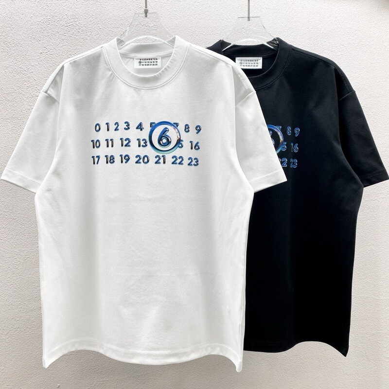 Overseas Version of Blue Crystal Digital Print Men's and Women's Pure Cotton Short-Sleeved T-Shirts