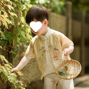 Boys' Hanfu Summer 2025 New Boys Chinese Style Short Sleeve Antique Coolume Performance