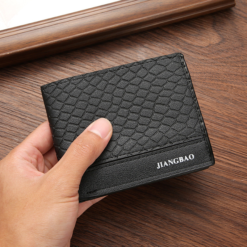 Amazon Cross border New Men's Wallet Fashion Simple Snake Skin Pattern Men's Short Wallet Multi Card Men's Wallet