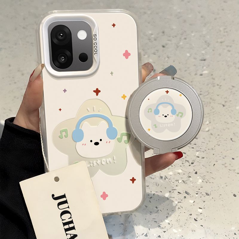 Suitable for Oppo One Plus 13t Mobile Phone Case Holder Back Sticker Oppo1 Plus 13t Non-Colliding New Female Earphones Puppy
