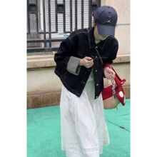 新款小个子设计感拼接牛仔短款外套女装春秋流行