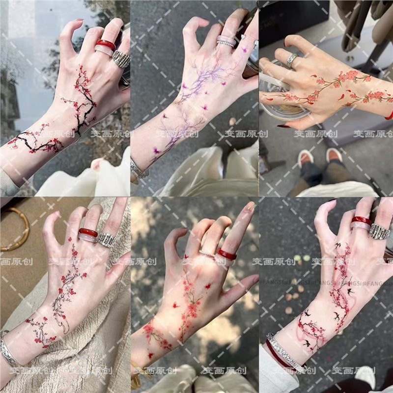 New Style High Color Value Peach Blossom Butterfly Chinese Tattoo Sticker Waterproof Long-lasting Color Hot Wrist Beautiful Ins Washable New Style High Color Value Peach Blossom Butterfly Chinese Tattoo Sticker Waterproof Long-lasting Color Hot Wrist Beautiful Ins Washable