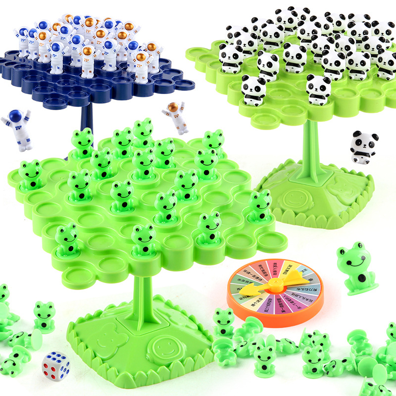 Niños rompecabezas rana panda árbol de equilibrio superposición música astronauta árbol de equilibrio juego de mesa doble juguete interactivo