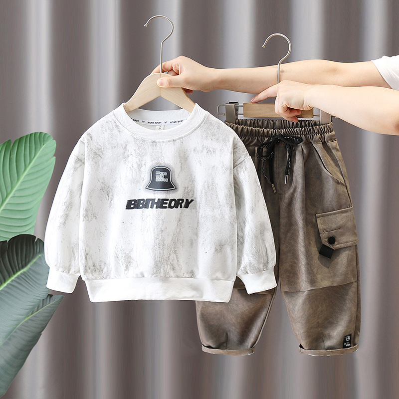 6309 ropa para niños traje de suéter para niños primavera y otoño 2025 otoño nueva ropa para niños traje de dos piezas de ropa de otoño para niños