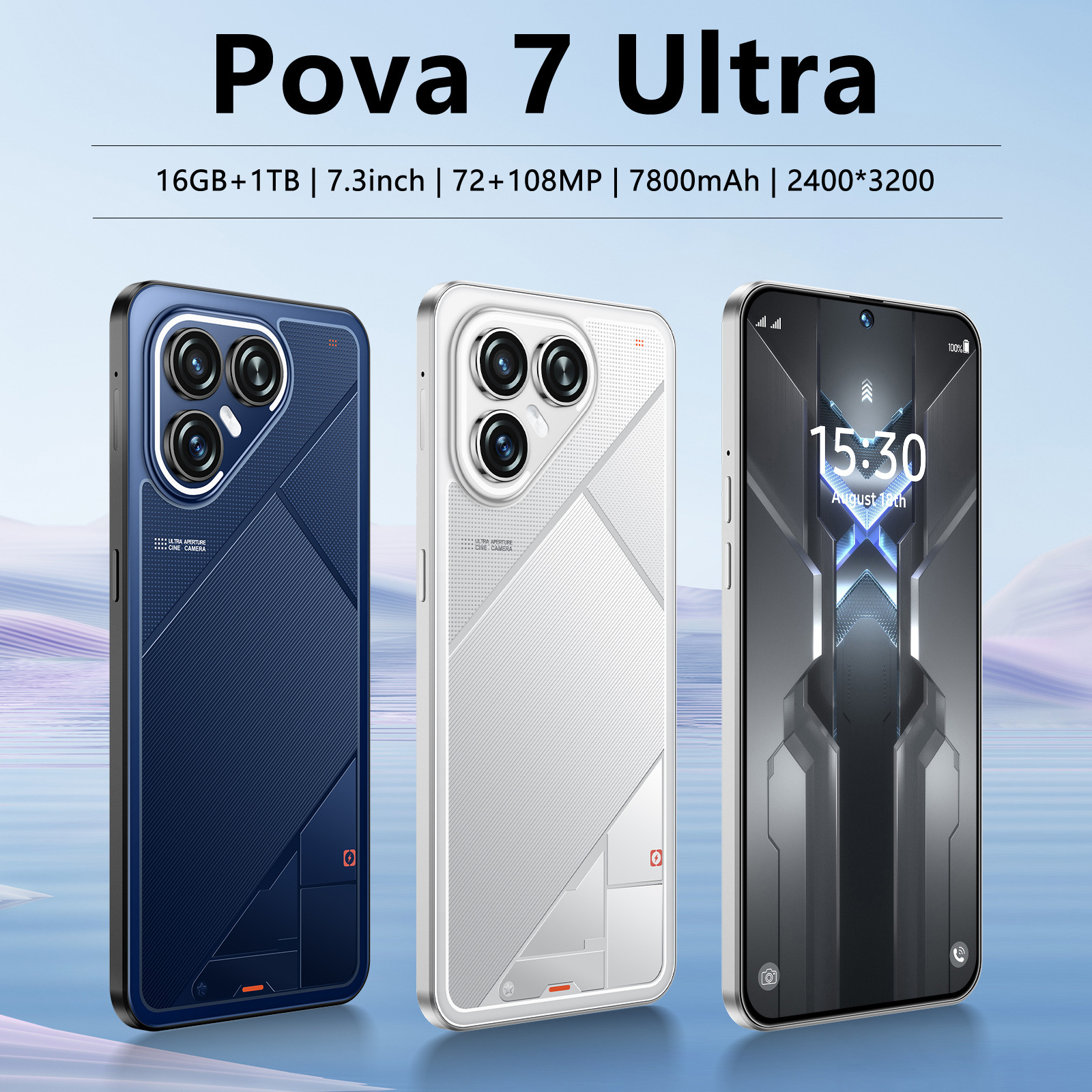Cross-Border Mobile Phone Pova 7 Pro 6.8inch Incell Large Screen 3+16g All-In-One 4g Network Foreign Trade Android Phone