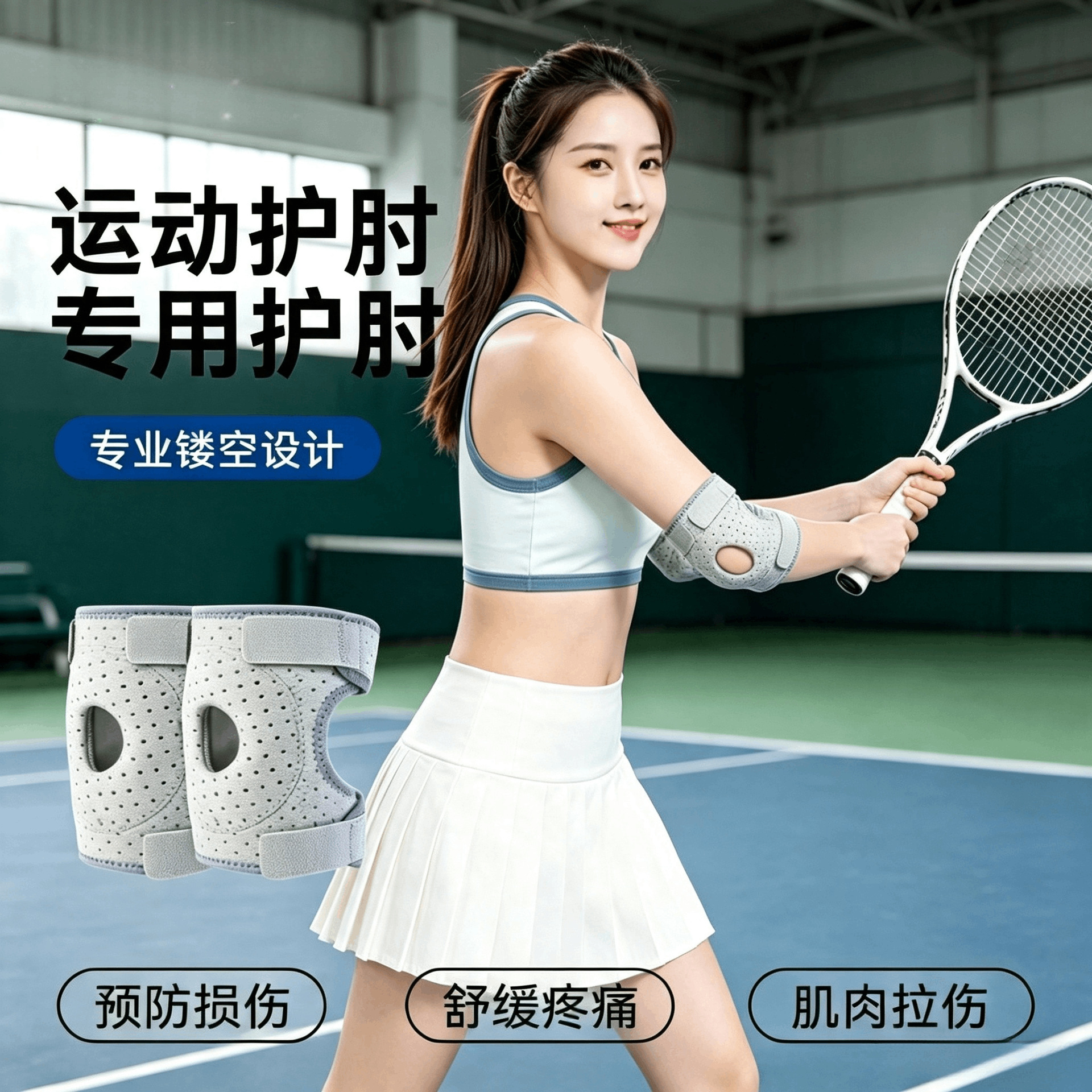 Special elbow joint protector for women's sports, silicone cushioning protective strap for badminton elbow joint