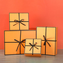 橙色礼品包装盒 伴手礼礼盒十字蝴蝶结礼物盒暖手宝保温杯礼品盒