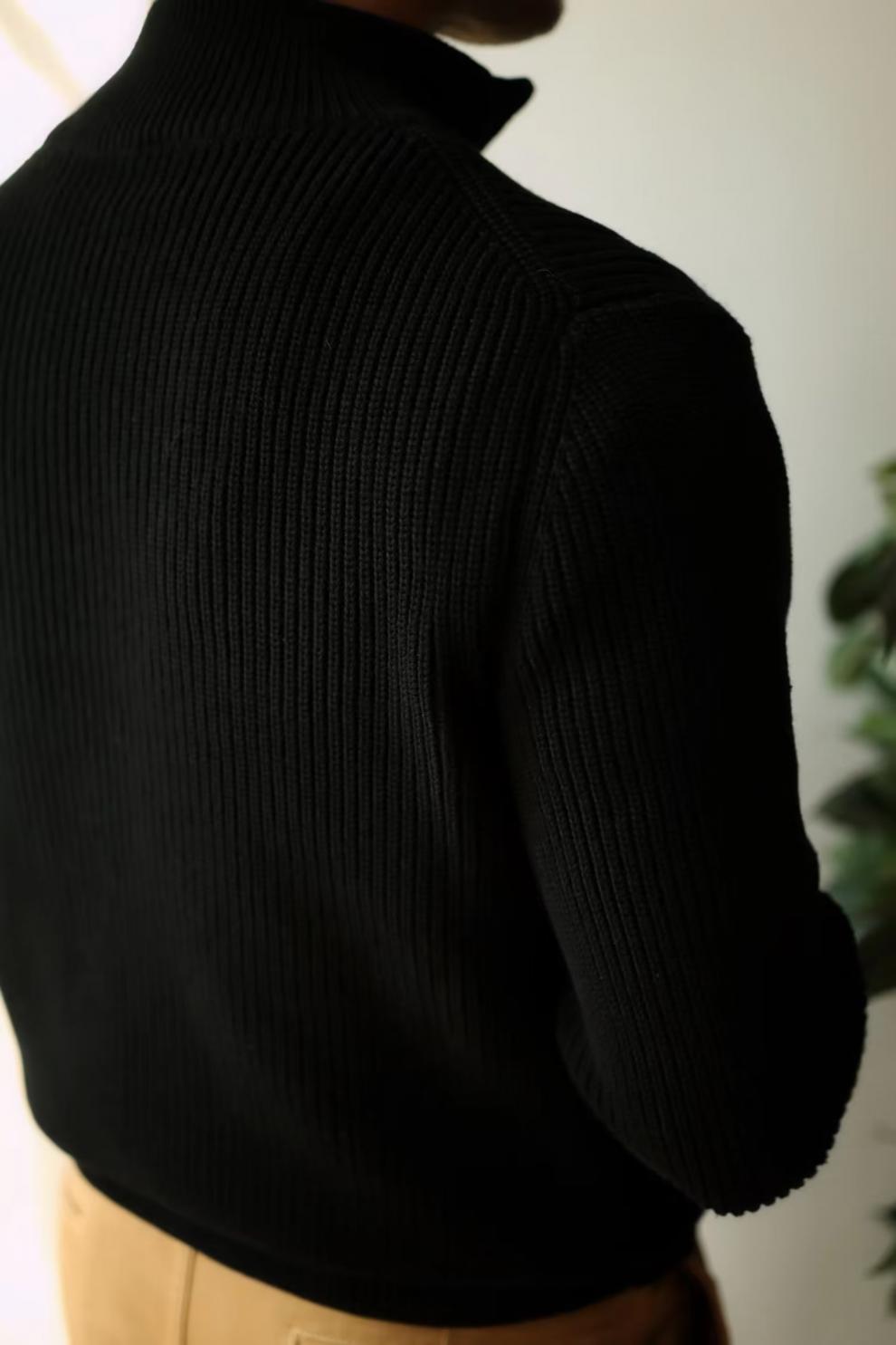 Half Zip Stand Up Collar Sweater, Men's Autumn And Winter Knitted Sweater, Thread Sweater, Hoodie Trend_voghion.com