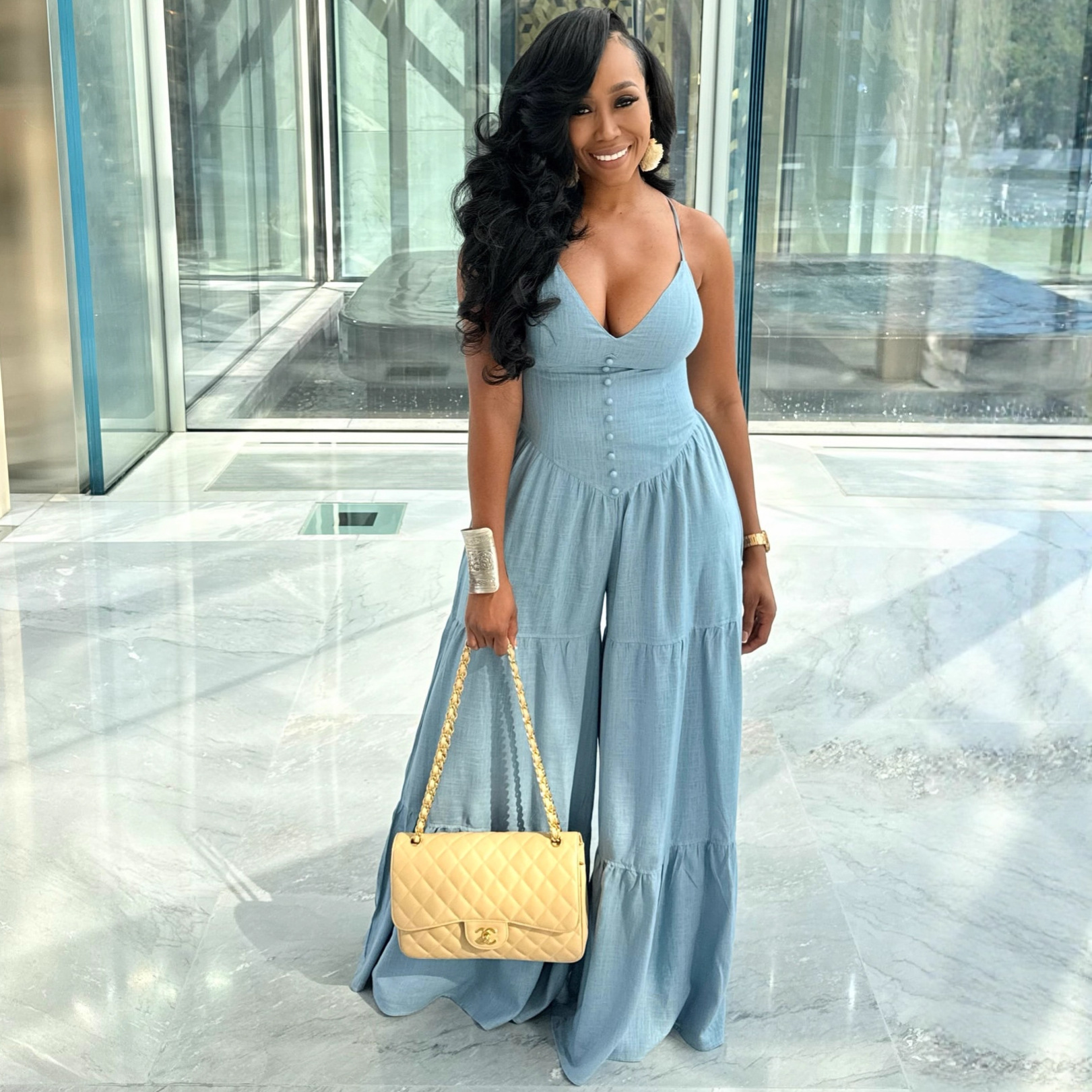 African Sexy Women's Solid Color Deep V-Neck Long Jumpsuit European and American High-Waisted Fashion Pants New Jumpsuit