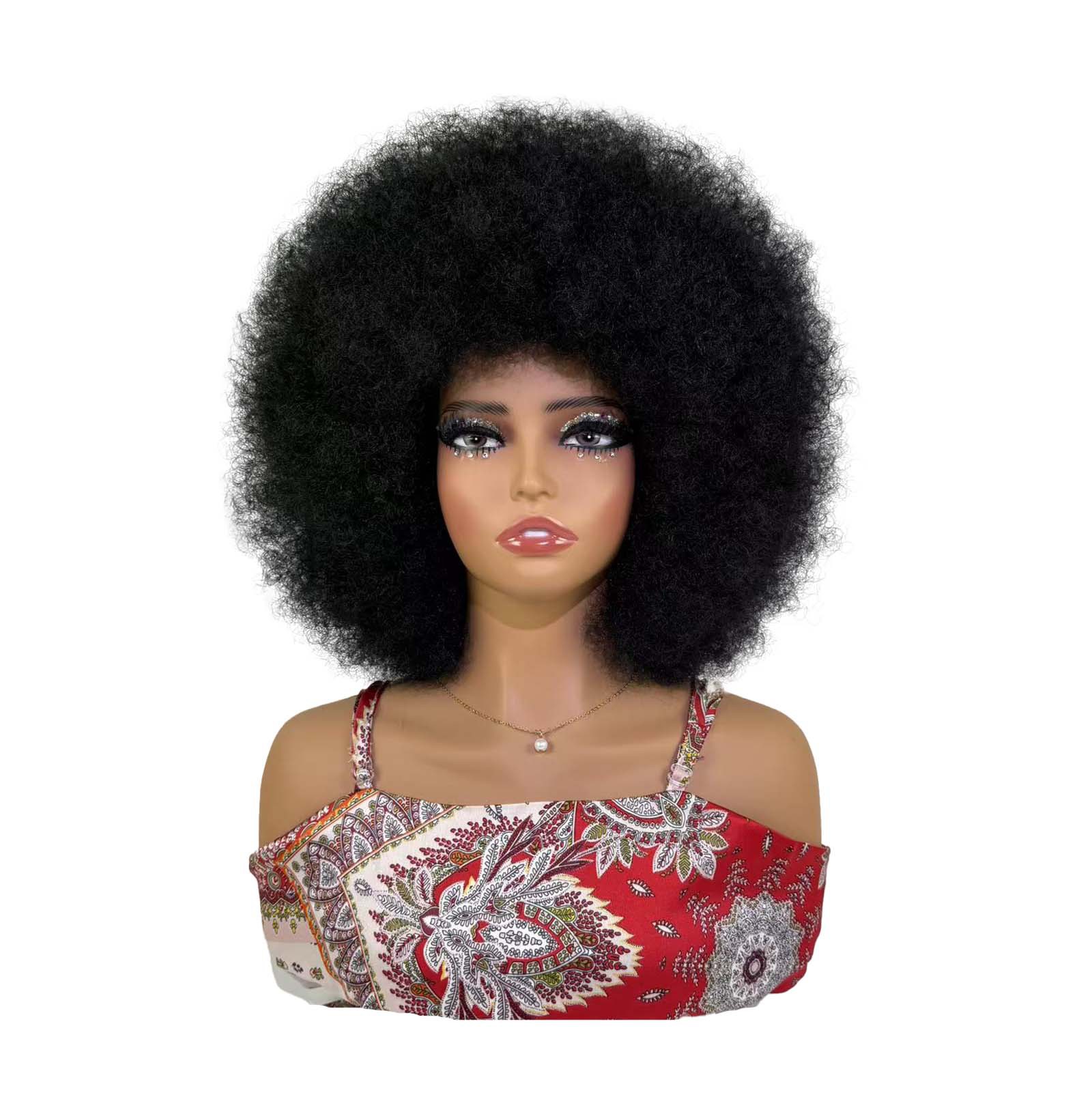 Pelucas europeas y americanas transfronterizas, pelucas afro, postizos de fibra de alta temperatura, cabello largo y liso, rizos pequeños africanos, cabello rizado corto y largo esponjoso, rizado.