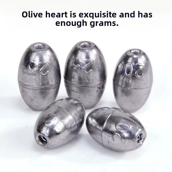 Aohu Lead Sinker Standard Weight Fishing Sinker Olive-Shaped Lead Sinker Various Gram Weights Lead Weight Fishing Gear Wholesale