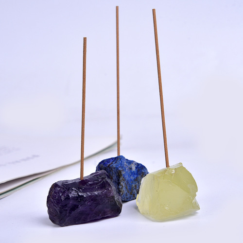 Natural crystal raw stone incense powder amethyst ore incense burner for Buddha incense base line incense base decoration