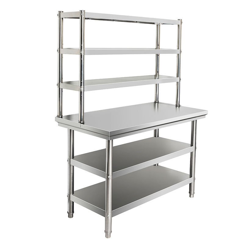 不锈钢工作台厨房案板切菜桌子加台面立架三层操作置物打荷台加厚