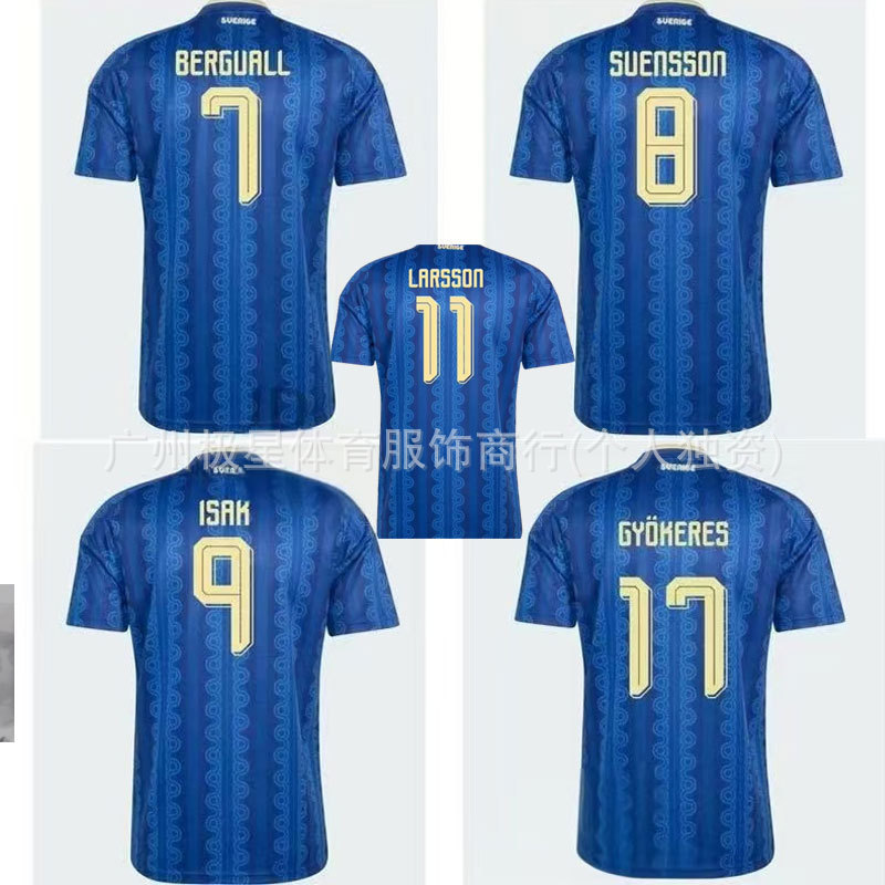 2026 Swedish National Team Home and Away Jerseys No. 9 Isak, No. 17 Zhekaire, No. 11 Ibrahimovic Fan Edition Jerseys