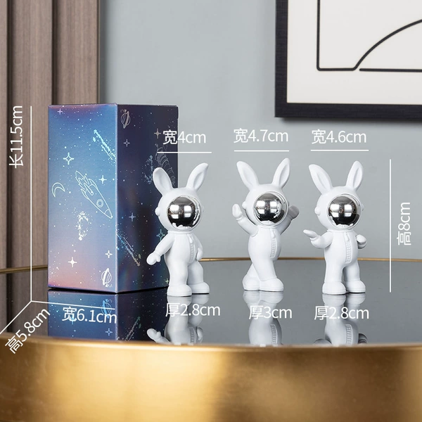 Silver rabbit, set, 3 piece set