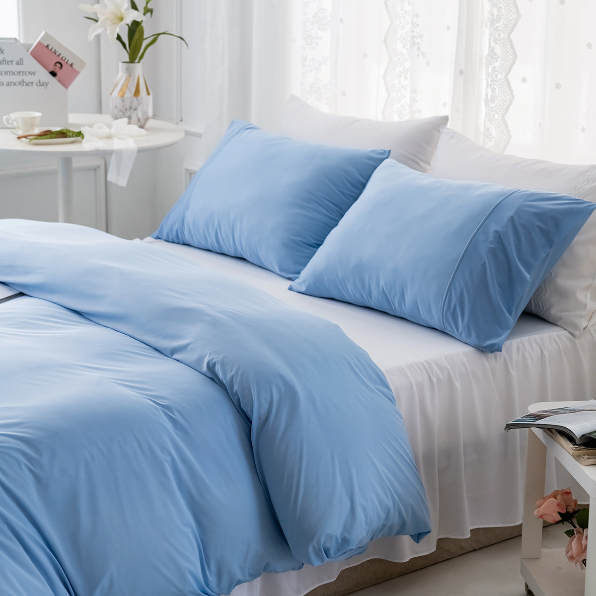 亚马逊夏季新品出口跨境床上用品冰丝凉感三件套被套套件