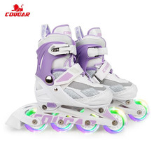 美洲狮儿童闪光轮滑鞋女孩溜冰鞋女童男童初学者滑轮鞋滑冰鞋男孩