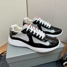 P家男鞋现货夏季透气运动鞋欧洲站真皮黑漆时尚百搭男潮高端外贸