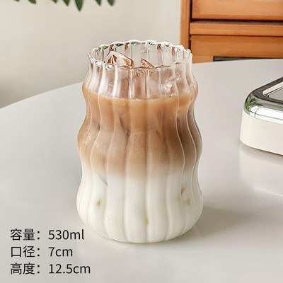 Gordo té de leche nubes tazas de vidrio de alto silicio copas de vidrio con cubierta para niñas caseras tazas de café de paja set