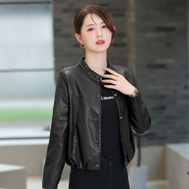宽松显瘦皮衣女夹克短款外套2025春秋新款韩版小个子休闲PU机车服|undefined
