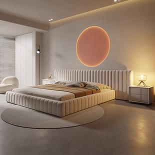 Wabi-Sabi Style Tech Tatami Fabric Bed Modern Minimalist Trendy Villa Master Bedroom Large Bed 2m X 2.2m Bed