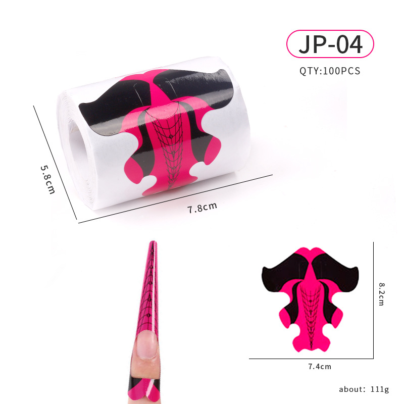 Soporte de papel de uñas de herradura extensión de fototerapia de cristal herramienta de uñas arte de uñas mariposa mosca titular de dedo rectangular 100 unids/rollo