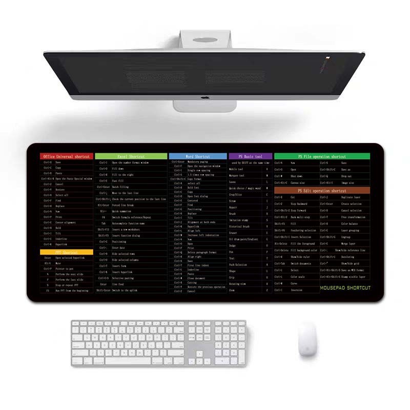 跨境批发热销英文快捷键多国语言定制耐脏鼠标垫办公桌垫MousePad|undefined