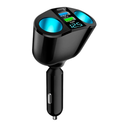 Mobil şarj cihazları: Mobile Phone Charger with - 360-rotating-ac-66w-dual-usb-charger-with-cigarette-lighter-adapter-packaged
