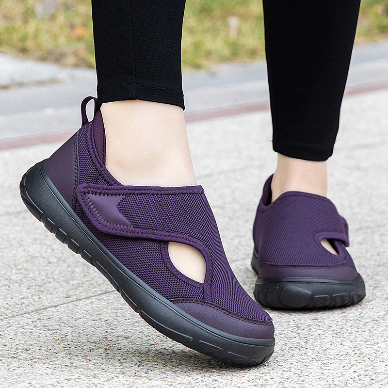 Summer Fly-Knit Mesh Shoes, Widened Walking Shoes for the Elderly, Lightweight Velcro Rehabilitation Shoes, Fashionable Mom Shoes, Shoes for the Elderly