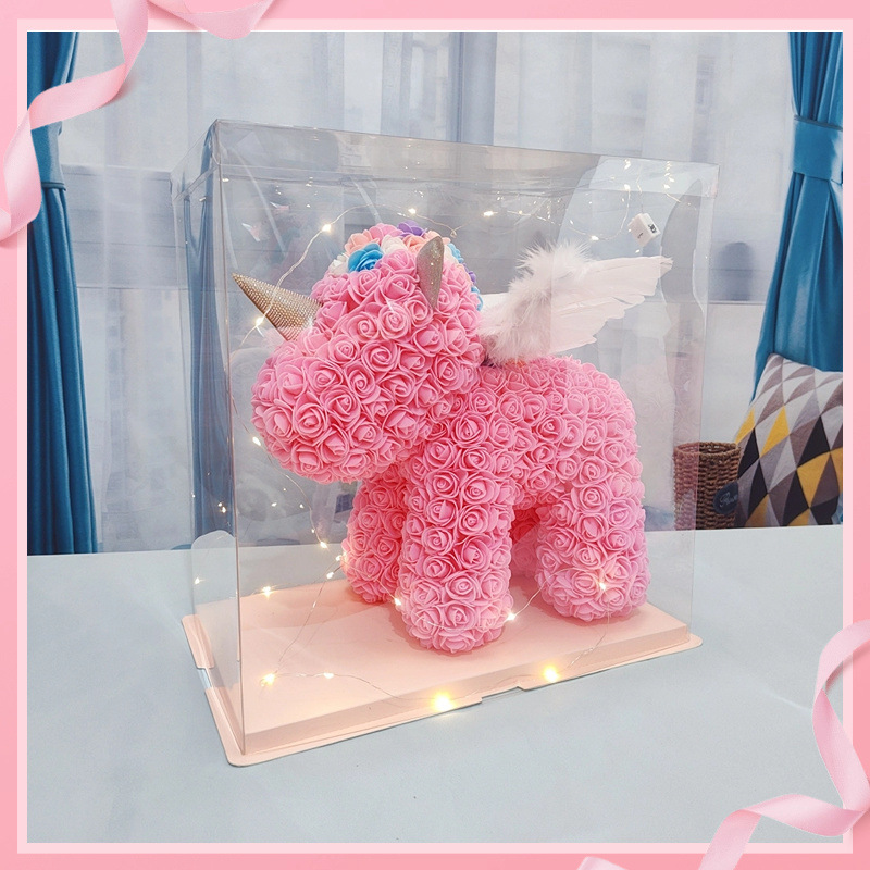 다크 핑크 날개 유니콘 + 선물 상자 가벼운 끈