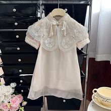 6529 女童连衣裙夏季儿童旗袍公主裙2023新款洋气云肩裙子小女孩