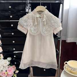 6529 女童连衣裙夏季儿童旗袍公主裙2023新款洋气云肩裙子小女孩