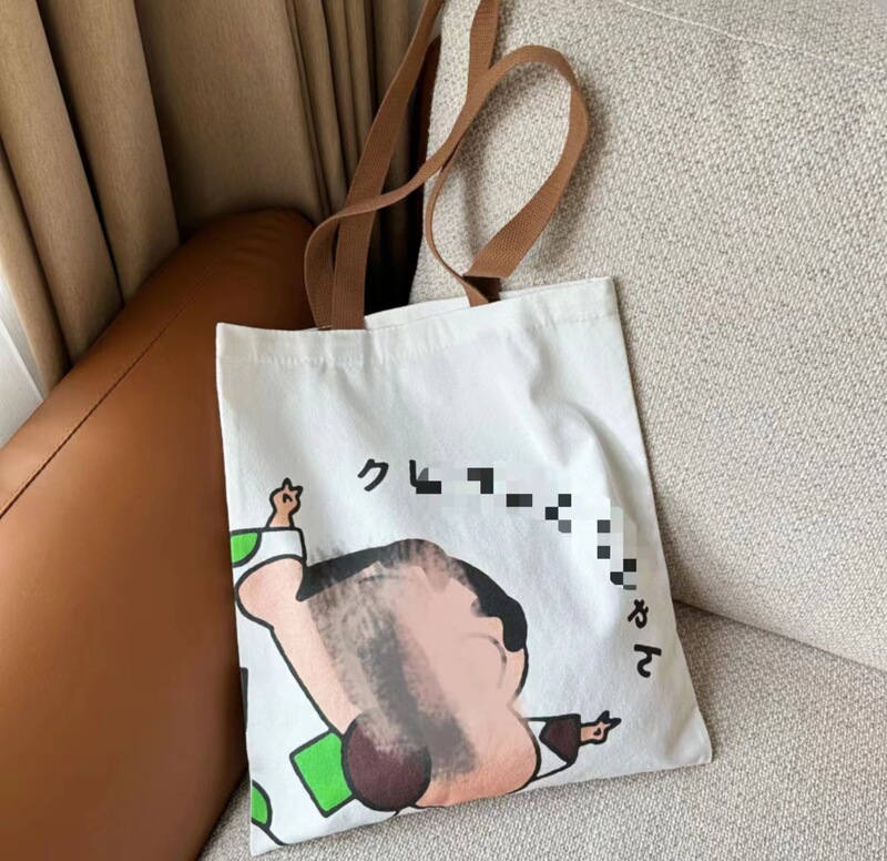 クレヨンの包みの女性のかわいい手描きの漫画の学生の大容量のキャンバスの包みの授業の韓国版の手提げのショッピングバッグの新しいです。|undefined