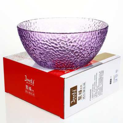 彩色锤纹碗五件套 玻璃碗套装 家用大沙拉碗盘套装会销礼品批发|ms