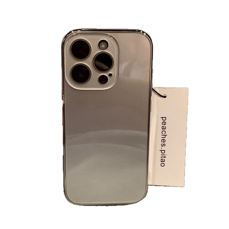 ins纯色玻璃自带镜头膜电镀边框适用iPhone16promax苹果15手机壳|undefined