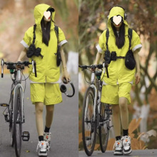 夏季新款时尚潮流百搭情侣运动套装街头美式连帽宽松工装短裤短袖
