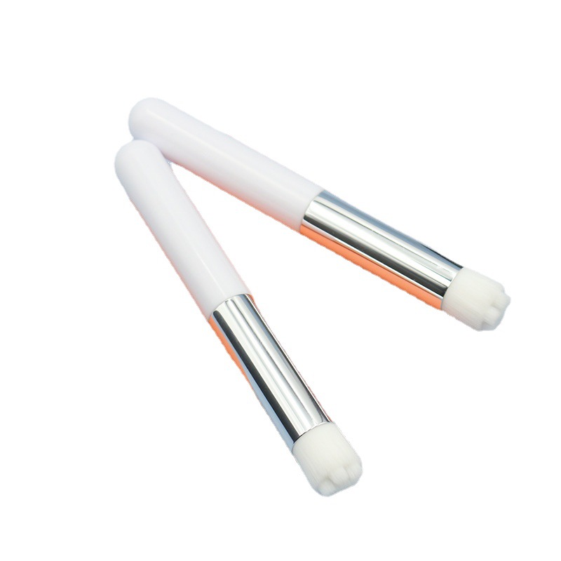Blanco mango pestañas mousse cepillo de limpieza para eliminar el acné de cabeza plana convexo cepillo de lavado de nariz herramienta de maquillaje portátil personalizada