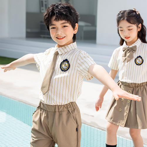 School uniform set, British style children's class uniform for primary school students, summer kindergarten teacher uniform, graduation uniform, college style custom-made