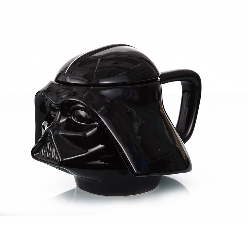 Tendencia creativa transfronteriza taza de gran capacidad con cubierta con cuchara taza de cerámica Star Wars taza de agua