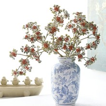 仿真花复古蕾丝浆果秋意假花家居摆件油画色空间美陈摄影道具软装