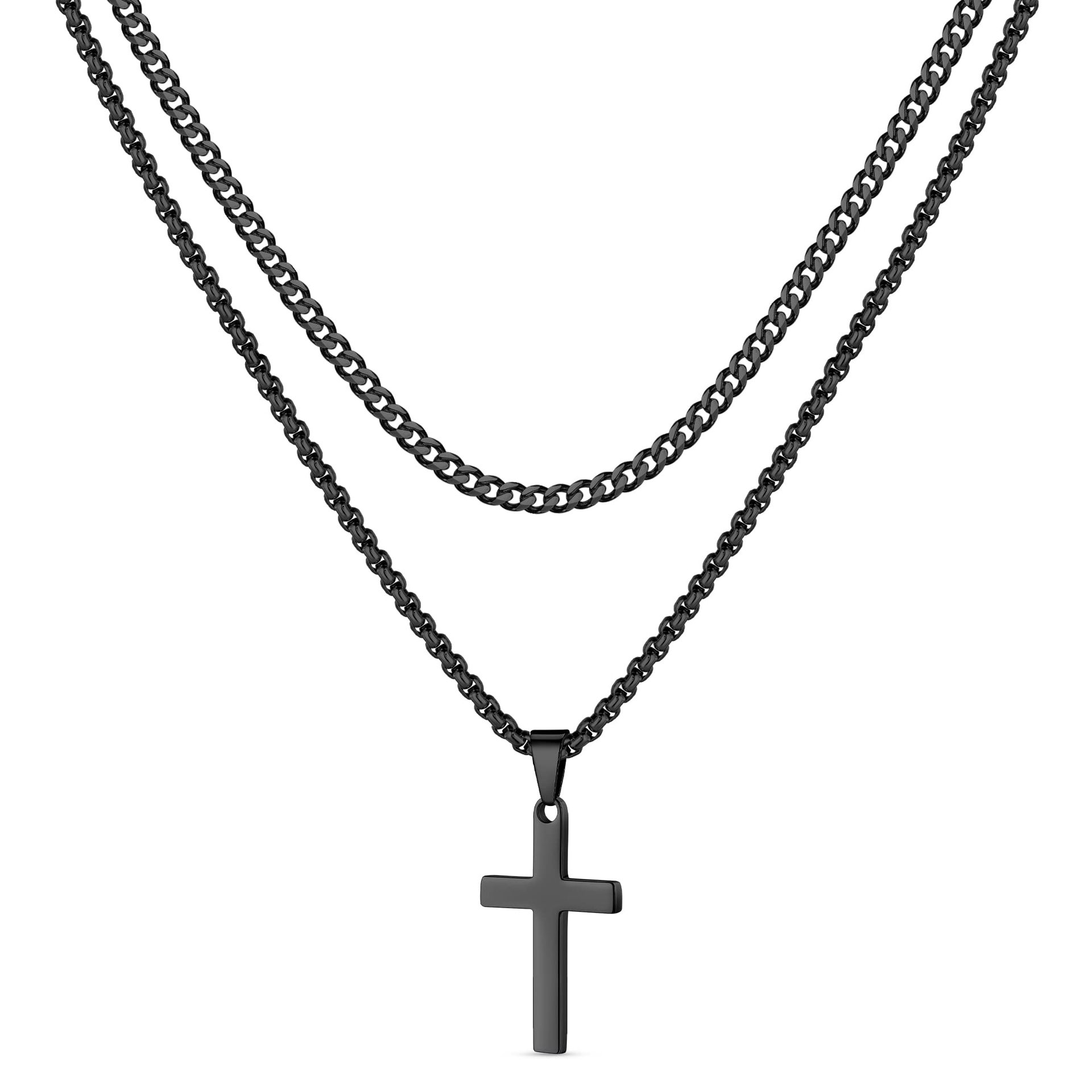 Collier pour homme en acier inoxydable avec pendentif croix_voghion.com