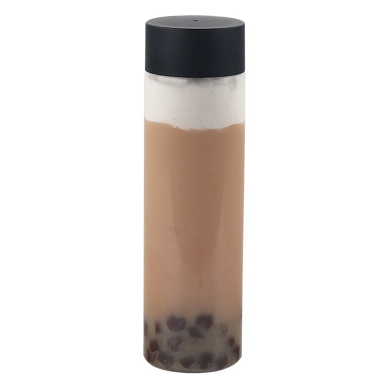 Disposable Pet Plastic Packaging Cylindrical Bottles for Drinks, Milk Tea Bottles, Juice Drink Cups with Straws, Dedicated for Internet Cafes