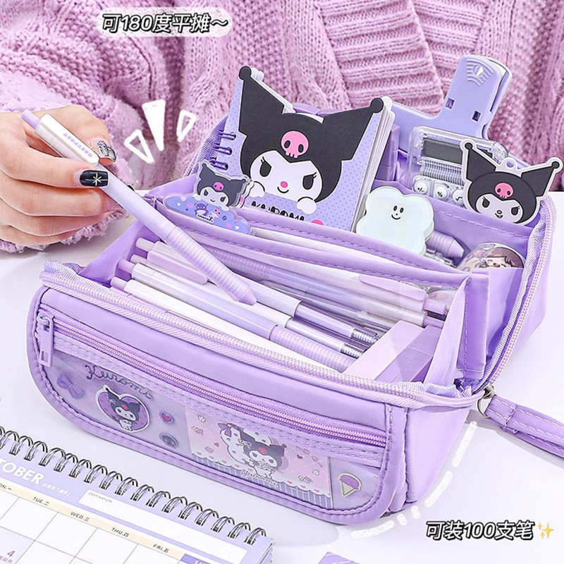 Estuche de lápices Coolomi para niñas, diseño de dibujos animados, gran capacidad de 9 capas, caja de papelería escolar