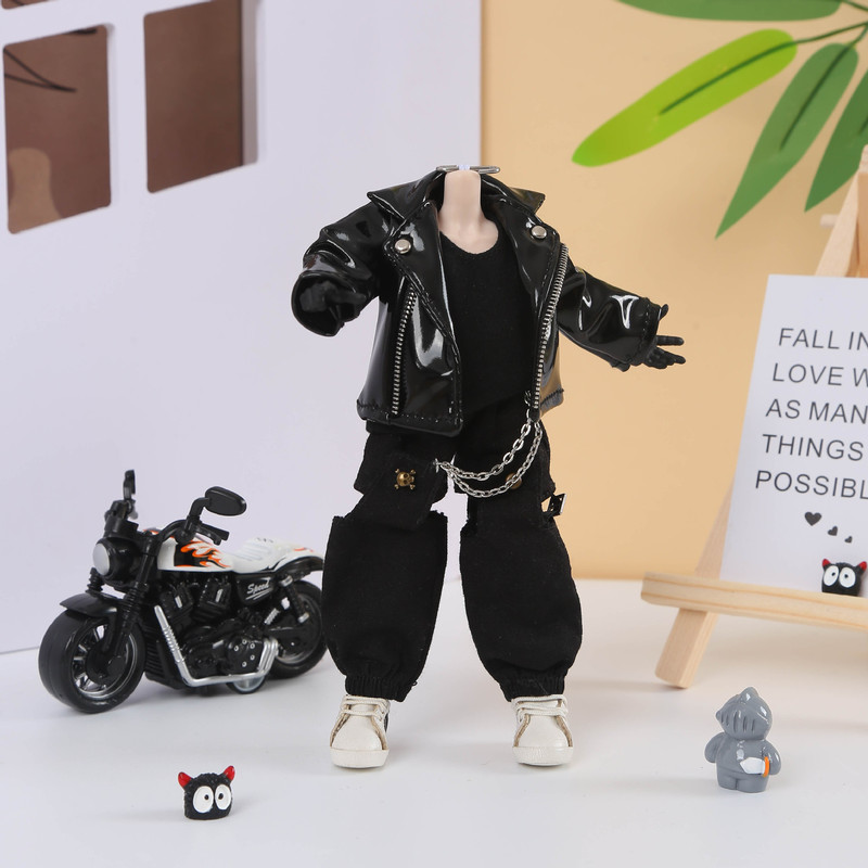 スポット新作ビッグ12点ベビー服Asi 3.0 6inch 兵士ハンサムバイクスーツジッパーレザージャケット|undefined